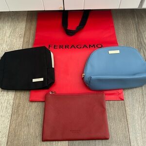 Salvatore Ferragamo Parfums BUNDLE LOT of 3 Cosmetic Pouch Case Bags NEW